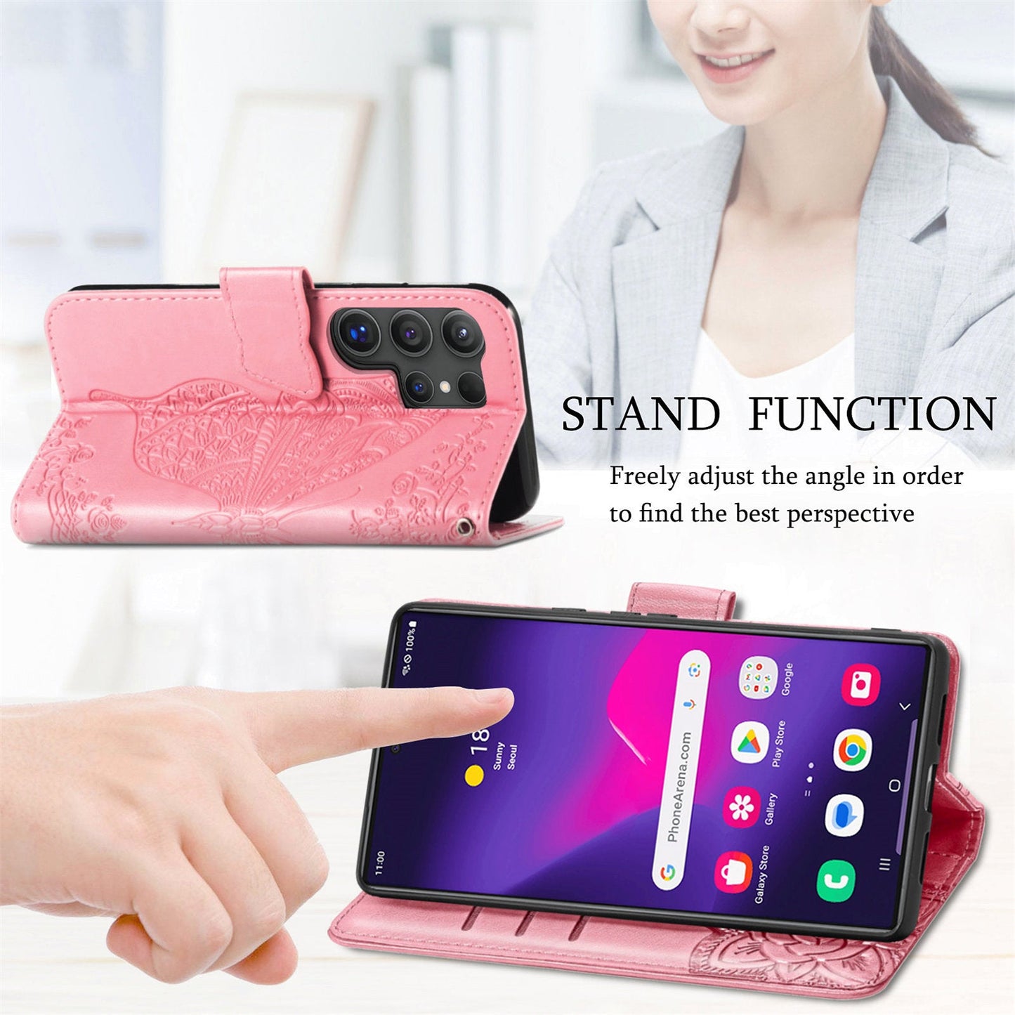Embossed Butterfly Wallet Flip Case for Samsung Galaxy S25 Ultra